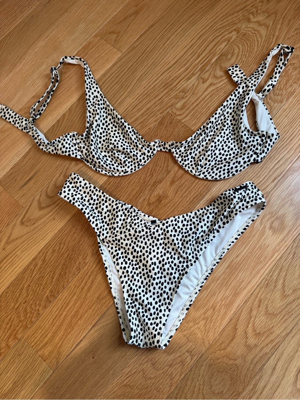 NWOT Kendall & Kylie White Bikini with Black Dot Print